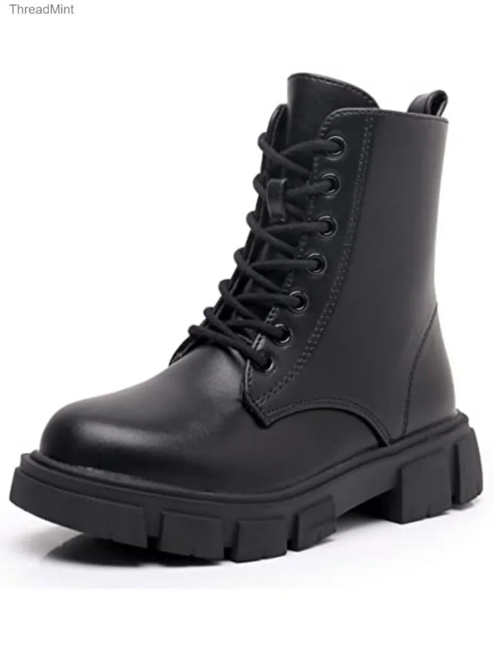 Girls Combat Boots Lace-Up Side Zipper Ankle Booties Water Resistant